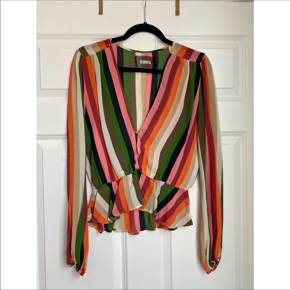 Reformation Multicolor Striped Blouse
